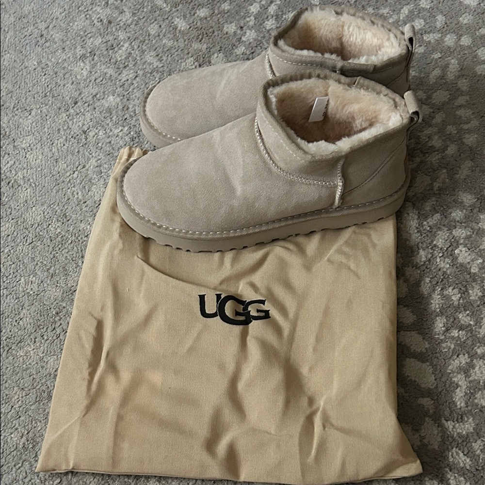 UGG Tan Shearling Lined Ankle Boots